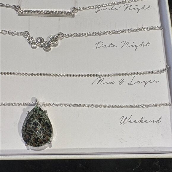 Kevia Teardrop Natural Stone Necklace Set - Picture 2 of 6